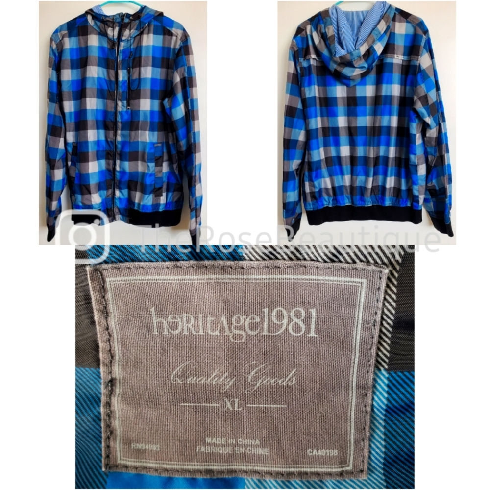 HERITAGE1981 Blue, black, white Checker Thin Jacket